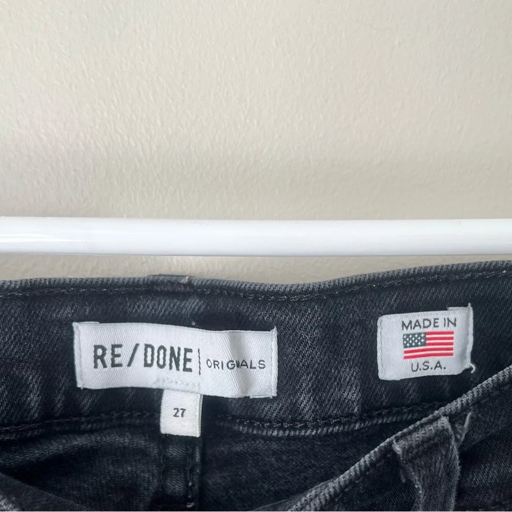 Re/Done Originals Faded Black High Rise Ankle Crop Jeans Size 27 - Picture 5 of 9